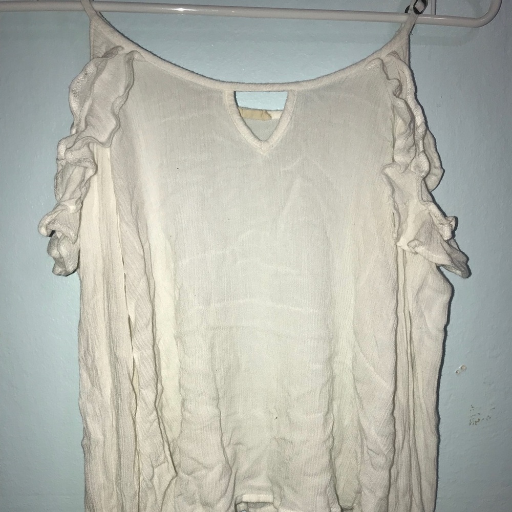 hollister white off the shoulder long sleeve